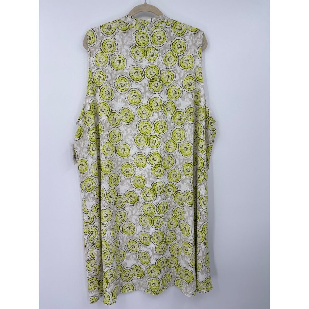New Directions Curvy Sleeveless Trapeze Guaze Dress Yellow Tan 3X NEW - Picture 5 of 5